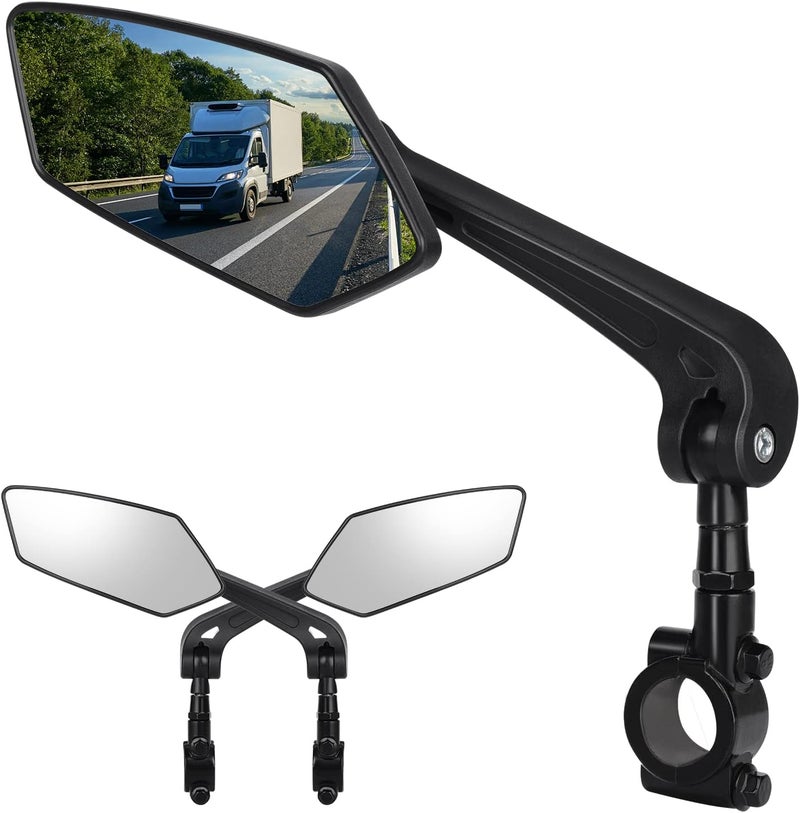 COTOUXKER Bike Mirror, Bicycle Mirrors of Handlebars Rotate Rearview Glass Lens, Safe Cycling Bike Rear View Mirror (Diamond) - Image 1